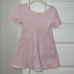 Baby Gap Pink Short Sleeve Kids Dress with Pockets and Embroidered Bear